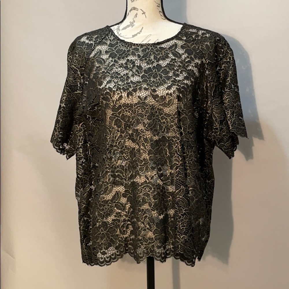 Black and Gold Lace Shell